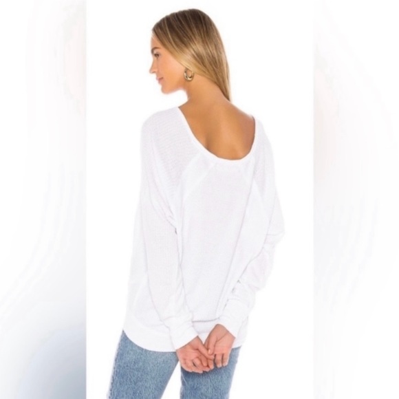 Free People Santa Clara Long Sleeve Thermal Top Alabaster Size Small - Picture 2 of 8
